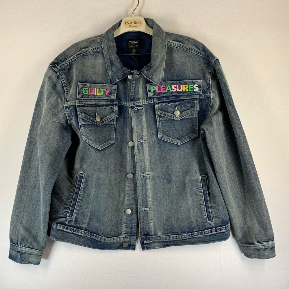 WESC Guilty Pleasures Thrills Unisex Trucker Denim Jacket MENS SIZE M
